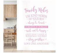 Family Rules - Use Kind Words, Always be Honest... - Home Decal Wall Sticker [XXLarge] [Pink]