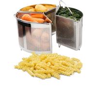 Family Saucepan Triple Divider Separator Set - Saves Cooking Space & Energy. 3 Part 22cm Stainless Steel Strainer. Pasta, Vegetables, Potatoes, Boiled Eggs. Caravan & Camping Accessory