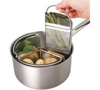 Saucepan Triple Divider And Separator Set - Saves Energy and Space When Cooking. Three Part Professional 18cm Stainless Steel Strainer. Vegetables,...