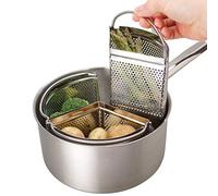 Family Saucepan Triple Pan Divider Separator Set - Saves Cooking Space & Energy. Three Part 18cm Stainless Steel Strainer. Vegetables, Potatoes, Boiled Eggs. Pan Not Included. Caravan Accessory