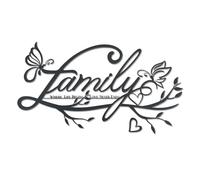 Family Sign Metal Wall Art Decor, Black Family Where Life Begins Love Never Ends Word Sign Hanging Wall Decor, Home Decor Metal Artwork for Wall Living Room Bedroom Kitchen Garden Hallway Outdoor
