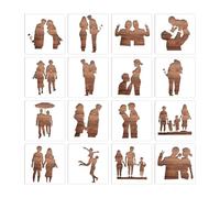 Family Silhouette Stencil 16 Pieces Reusable Drawing Templates | DIY Craft Painting Template For Men Artists Painters Scrapbooking Hobbyists Walls Furniture Canvas Cloth Fabric Studios