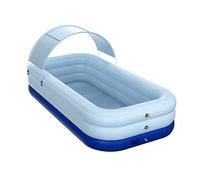 Family Swimming Automatic Inflatable Swimming Pool, Oversized Thicken 3 Ring Paddling With Awning Above Ground Paddling Pool Garden Pool(Blue,260 * 160 * 135CM)
