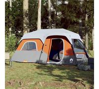 Family Tent 441x288x217cm 190T Polyester PU Light Grey & Orange LED 9-Person XL