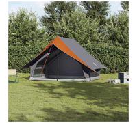 Family Tent 5-Person Grey & Orange Polyester Fibreglass 256x256x185cm Waterproof