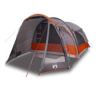Family Tent 6 People Grey Waterproof 185T Polyester with PU Coating 500 x 305 x 205 cm Camping Tent with E-Connection, 1 Sleeping Cabin, 3 Windows, Awning, Ideal for Outdoor Trekking, Beach