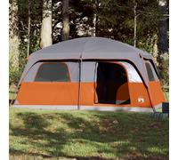 Family Tent Cabin 10-Person Grey and Orange Waterproof Berkfield Home Grey One Size