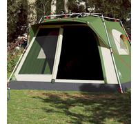 Family Tent Cabin 7-Person Green Quick Release Camping Tent, Waterproof 190T Polyester PU Coated Outdoor Shelter with E-Port, Spacious for Family Camping