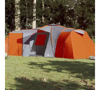 vidaXL Family Tent Dome 12-Person Camping Dome Tent Grey and Orange Waterproof