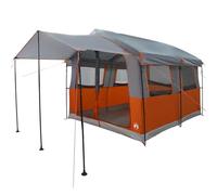 Family Tent for 4 Seater Grey and Orange with 324 x 255 x 230 cm Waterproof Polyester UV Resistant with Interior, Porch and Integrated Light Hook for Camping and Outdoor