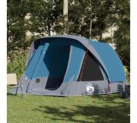 Family Tent for 6 People, Blue, Polyester Waterproof with Removable Fly and Mosquito Net, Camping Tent with Poles, Standing Height, Breathable for Outdoor, Hiking, Festival, Travel