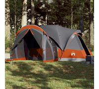 Family Tent Grey & Orange 490x459x170/196cm 185T Polyester PU Coated 8-Person XL