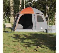 Family Tent Igloo 6-Person Grey and Orange Waterproof Berkfield Home Grey One Size