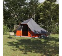 Family Tent Tipi Grey and Orange 10-Person Waterproof Berkfield Home Grey One Size