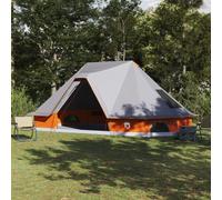 Family Tent Tipi - Grey and Orange, 10-Person, Waterproof Berkfield Home Grey One Size