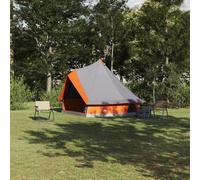 Family Tent Tipi Grey and Orange 8-Person Waterproof Berkfield Home Grey One Size