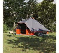 Family Tent Tipi Grey and Orange 8-Person Waterproof Berkfield Home Grey One Size
