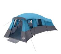 Family Tent with Roof and Storage, TAFT Material, 762 x 655 x 218 cm, Blue, 4 Rooms, 3 Doors, Waterproof, Windproof, with E-Port, Ideal for Camping, Outdoor, Festival, Trekking and Beach