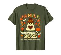Family Thanksgiving 2025 Funny Autumn Book Ghost Fall Design T-Shirt