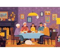 Family Thanksgiving Dinner 90 Piece Jigsaw Puzzles for Adults, Fun jigsaw puzzles 90 pieces, Challenging Puzzle Perfect for Game Nights, Finished Puzzle Size is 25x20cm