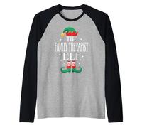Family Therapist Elf Job Title Funny Christmas Matching Raglan Baseball Tee