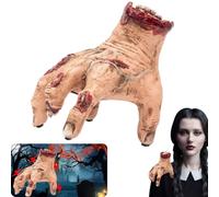Family Thing Hand Battery Powered Scary Crawling Hands Halloween Realistic Bloody Severed Hand Props with Voice Decoration Life-Size Latex Limb for Haunted Houses Escape Rooms Themed Parties