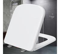 Family Toilet Seat Soft Close Toilet Seats Soft Closing Toilet Lid Top Fixing Square WC Loo Seat Toilet Lid, Premium Universal Loo Seat,white-34 * 43.5cm