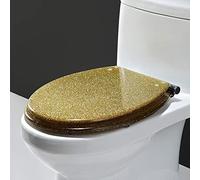 Family Toilet Seat, Soft Close, with Quick Release Button, Easy Cleaning, Resin Stainless Steel Hinges, Wc Seat Loo Lid Cover, for Bathroom/Starlight,d Leaf