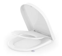 Family Toilet Seat, SREWOHS PRO PP D Shaped Toulet Seat Soft Close,Easy Assembly & Quick Release,Universal Removable Toliet Lid,45 x 37CM,White
