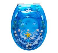 Family Toilet Seat with Quick-Release Soft Close, 2 in 1 Potty Training Toilet Seat for Toddler, Removable for Cleaning(Purple) (Blue 42x36 cm)