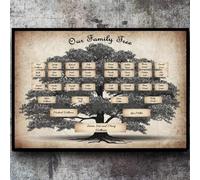 Family Tree Geneology Chart Poster, Family Tree Chart, Generation Genealogy Poster to Fill in Blank Fillable Ancestry Chart,Print Family Tree Picture Wall Decor,Family Member Gifts (30x40cm)