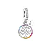 Family Tree Of Life Rainbow Mum Dad Sister Auntie Grandma Daughter Charm Bead Pendant 925 Sterling Silver Compatible With Pandora Charm Moments Bracelet (Mum Tree Of Life)