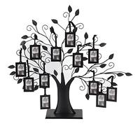 Family Tree Photo Frame, 6 Hanging/12 Hanging Photos Display Family Photos Frame Display Tree with Hanging Pictures Frames Home Decor, Free Standing Family Tree Metal(L-With 12 6.8*4.8cm photo frames)