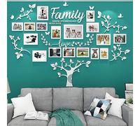 Family Tree Photo Frame Stickers for Wall DIY 3D Tree Wall Stickers Living Room Tree Wall Sticker Tree of Life Wall Art for Living Room Wall Decorations for Bedrooms (207x146cm, White)