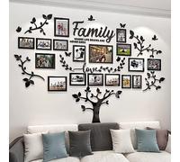 Family Tree Photo Frame Stickers for Wall DIY 3D Tree Wall Stickers Living Room Tree Wall Sticker Tree of Life Wall Art for Living Room Wall Decorations for Bedrooms (207x146cm, Black)