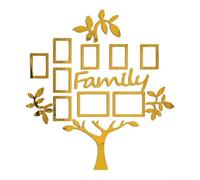 Family Tree Photo Frame Wall Sticker, Acrylic Decorative Home Art Silver Gold, Pictures Collage Wall Decor for Wedding Living Room Gallery(Gold)