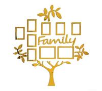 Family Tree Wall Art Featuring Photo Collage Layout for Living Room Bedroom Decor with Stylish Silver Gold Accents for Holidays (Gold)