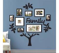 Family Tree Wall Decor Acrylic 3D DIY Stickers Picture Frame Collage Home Decorations for Living Room Bedroom Kitchen Dining Office New House Black Large 47x47 Inch