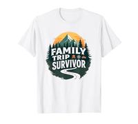 Family Trip Survivor: Adventurous Mountain Road T-Shirt, Men, White, L