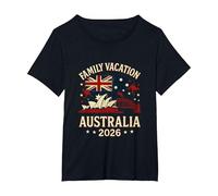 Family Vacation Australia 2026 - Sydney, Kangaroo, T-Shirt, Women's Plus, Black, 1X