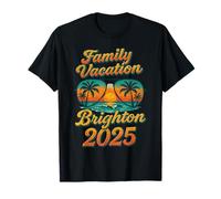Family Vacation Brighton 2025 Retro Sunset Tropical Design T-Shirt