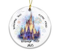 Family Vacation Trip Ornament for 2025, Magic Kingdom Park Castle with Fireworks, Castle Fireworks Ornament 2025 (Castle Fireworks)