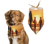 Family Walking Together Dog Bandana Triangle Dog Scarf Washable Polyester Dog Bibs Cute Pet Bandana for Medium Large Dogs Puppy and Cats
