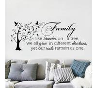 Family Wall Decal Quotes Family Like Branches on a Tree Sayings Words Wall Stickers Bedroom Living Room Home Decor (YU288 Black 46X117 cm)