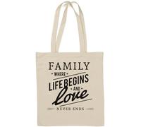 Family Where Life Begins And Love Never Ends Natural Cotton Tote Bag White
