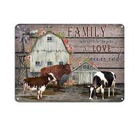 Family Where Life Begins And Love Never Ends Tin Sign Mid Century Cow Metal Tin Sign Cows Farm 10x14in Fade Resistant Plaque Sign Decor For House Garage Bar Cafes Store