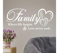 Family Where Life Begins Love Never Ends Wall Quote Sticker Motivational Living Room Decal Art Kitchen Stickers Bedroom Decor Quotes Tree Decoration Kid Photo Office Decals Vinyl Picture Home Mural