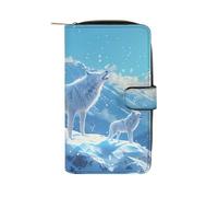 Family Wolf Roar Fashion Wallet Credit Card Holder Slim Coin Pocket Purse Handheld Phone Bags for Women Men 8×4.5×1.5 Inches