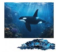 Family Wooden Jigsaw, Adults, Majestic Orca Whale Killer, 1000 Pieces | Jigsaw Puzzle for Adults: thoughtful year-end gift, screen-free home activity.