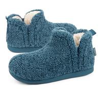 FamilyFairy Women's Slippers Boots Warm Memory Foam Ladies Bootie Blue 7-8